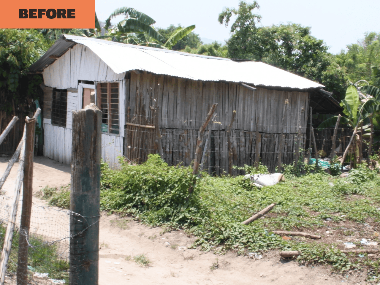 "Before" housing showing why Equifruit Fairtrade partnership and farmer income improvement is essential for community development